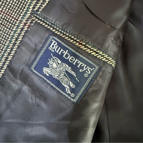 Burberrys Tweed Blazer English Woven Plaid Academia Preppy Old Money Lambs Wool - Picture 8 of 10